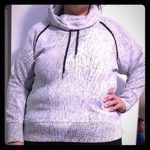 Black and white sweatshirt cowl neck